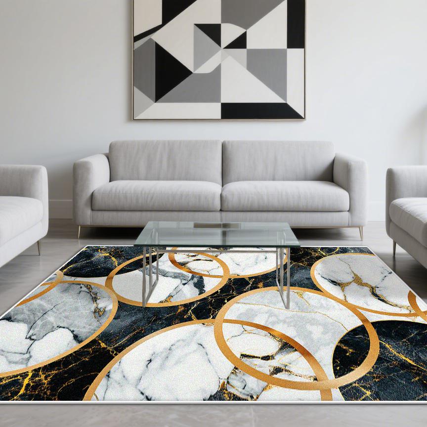 Modern Style Luxurious Carpet Living Room Marble Decoration Sofa Area Rugs Non-slip Bedroom Lounge Floor Mat Washable Doormat