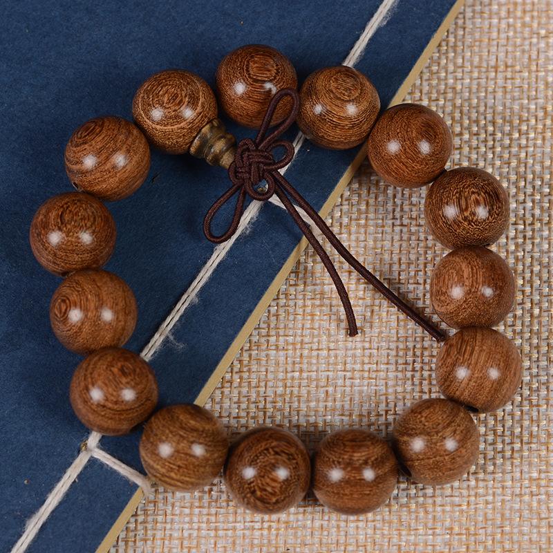 Golden Silk Sandalwood Bracelet 2.0 Old Material Wooden Buddha Bead Bracelet for Men and Women Couples Jewelry Sandalwood Rosary Cultural Play Jewelry