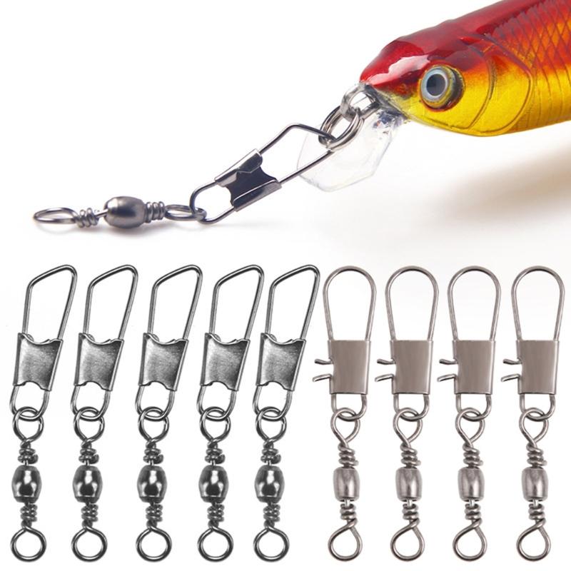 100 Pcs Stainless Steel Fishing Barrels Swivels Fishing Barrels Line Connector Accessory for Saltwater Freshwater