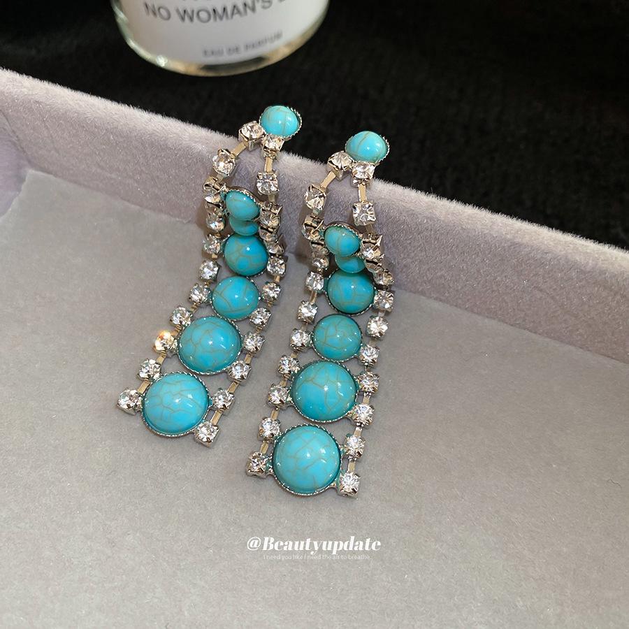 Retro Ethnic Style Inlaid Diamond Resin Necklace