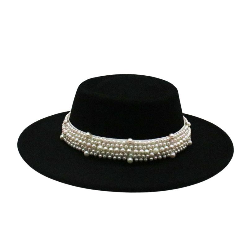 French Retro British Flat Top Top Hat Season Men'S And Women'S Hats Hepburn Face Small Felt Hat