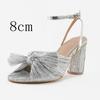 Satin Bow Thick With A Line Buckle Sandals 2025 New Gentle Wind French Fairy All Match Sandals