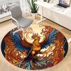 1pc Phoenix Flame Office Round Area Rug, Indoor Mat Suitable ForOffice, Under Office Chairs Bedroom Living Room Home Decor, Room Deco, D098