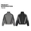 Unisex Retro Sporty Zip-Up Jacket With Stand Collar Triple Stripe Detail Loose Fit Nylon Outerwear