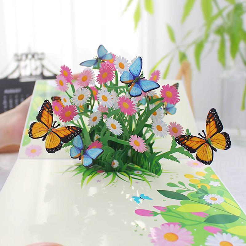 3D Fold Out Butterfly Flower Greeting Card Handmade High Quality Paper Up Card for Graduation Business Holiday Gifts