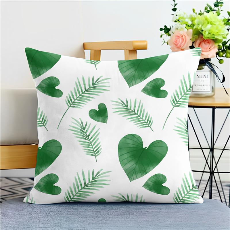 Fashion Tropical Green Plant Pillowcases Natural Style Decorative Pillowcases For Office Bedroom And Sofa