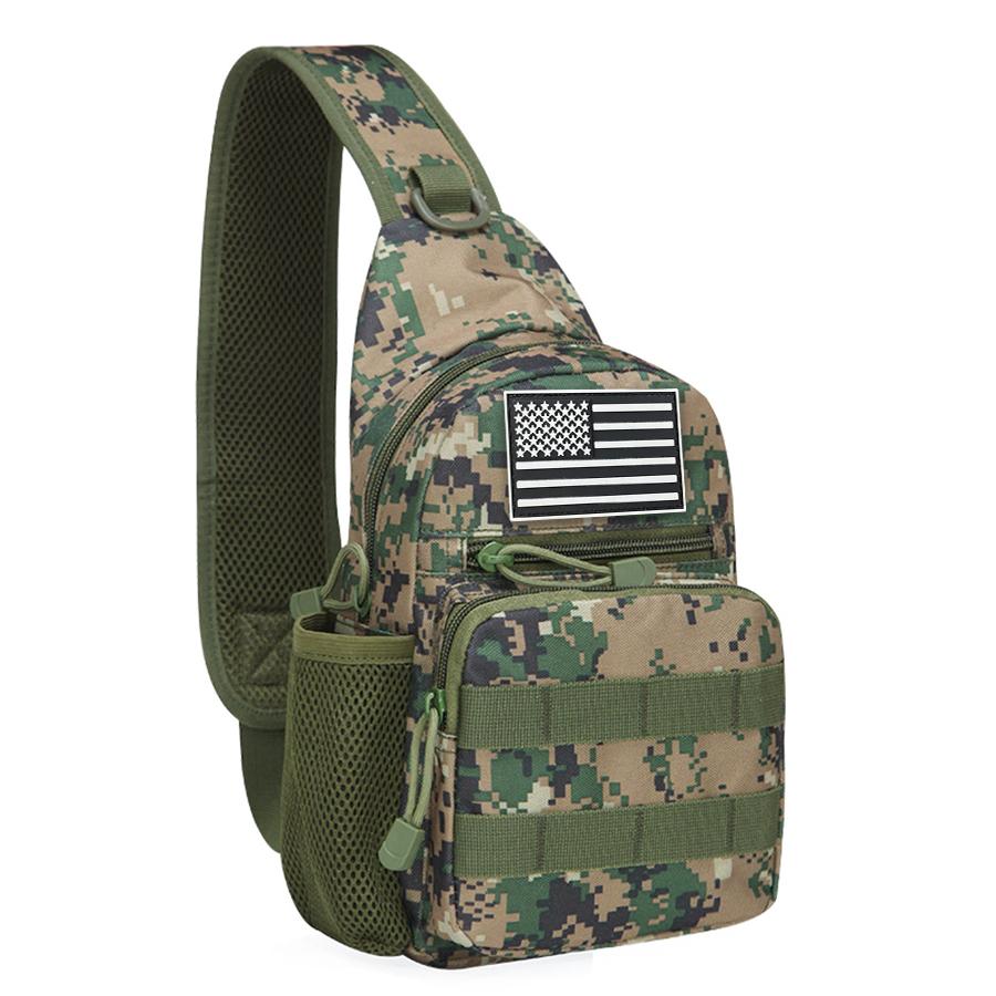 Camouflage Shoulder Bag Men's Chest Bag Outdoor Travel Convenient Water Cup Mesh Bag Shoulder Strap Adjustable