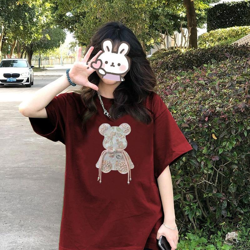 VEZFAA Women's Fashion Casual Summer Spring Short Sleeve O-Neck Blouses & Shirts