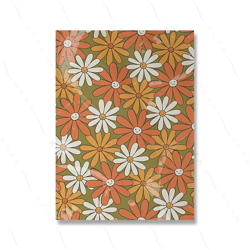 70s Flower Psychedelische Disco Art Poster Fashion Vintage Orange Butterfly Colorful Canvas Painting Room Home Decor No Frame