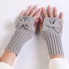 Bow Knitted Gloves Fingerless Half Finger Gloves Fashion Twists Gloves  Autumn