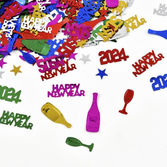1 Set 2024 Happy Year Confetti Elegant Black Golden Silver Color Confetti for Parties Holiday Decorations