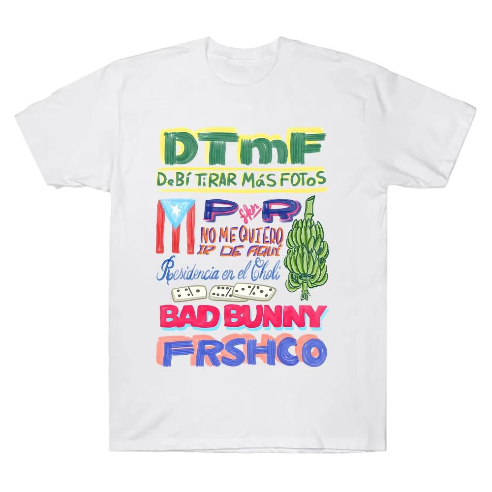 DTMF Merch Residencia Tour Tee Rapper Bad Bunny T-shirts Oversize Cotton High Quality Harajuku T Shirt Hip Hop Women Men Clothes