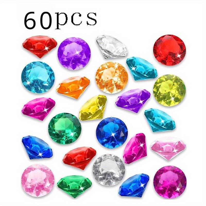 

60 шт. Игрушки для бассейна с драгоценными камнями для дайвинга, большие акриловые драгоценные камни, пиратский сундук с сокровищами, летние подводные игрушки для плавания