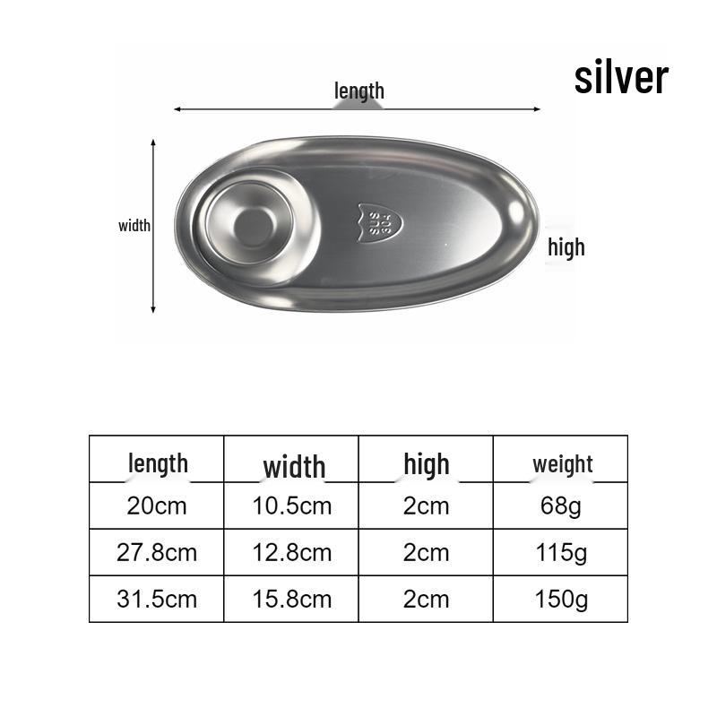 Stainless Steel Two-Compartment Snack and Appetizer Plate 20cm серебряный