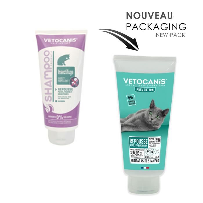 Shampoing anti-puces - VETOCANIS - Répulsif Chat 300ml