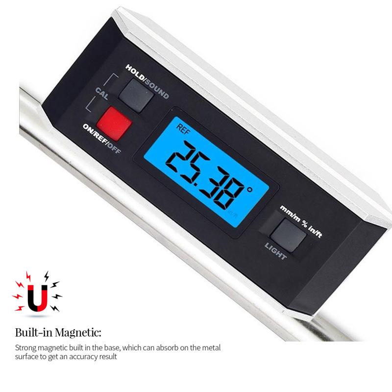 IP65 Digital LCD Protractor Angle Finder Level Inclinometer Magnetic V-Groove 0~360degree Inclinometer Level Box with Magnet