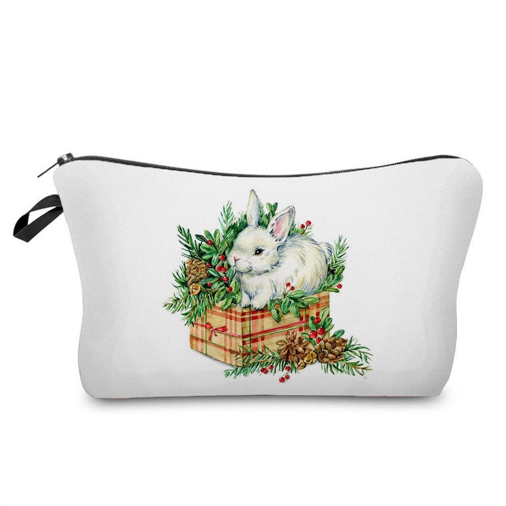 Women Rabbit Print Cosmetic Bag Toiletries Organize Travel Storage Case  6412 KTB