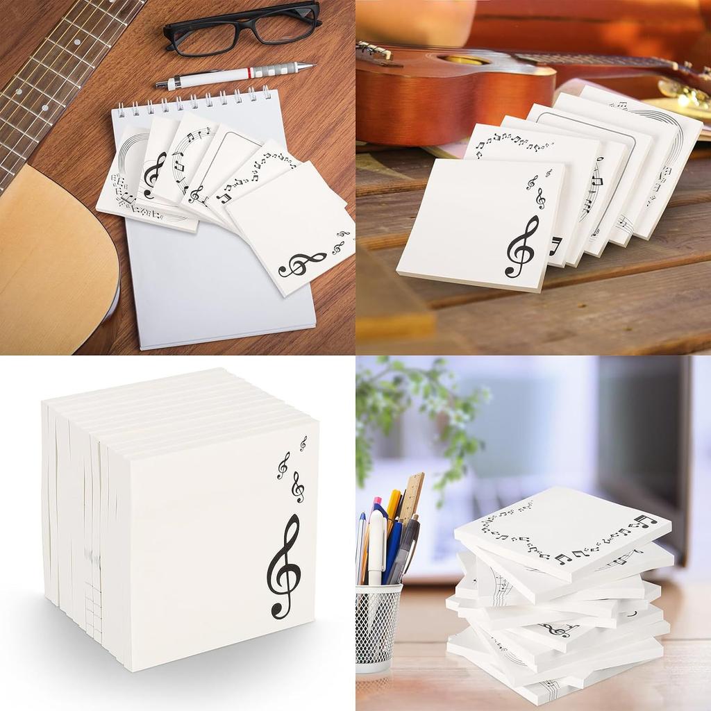 6Pcs Music Sticky Notes Notepads for Teacher Gifts Wedding Concert Party Giveaways Notes Message Reminder School Supplies