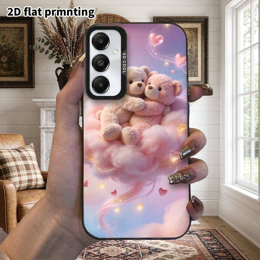 Phone Case: 2D flat Samsung Galaxy A34 A35 M05 M06 S20 S22 S21 FE Plus 5G protective case, couple style, hugging cloud bears, Christmas and Halloween 