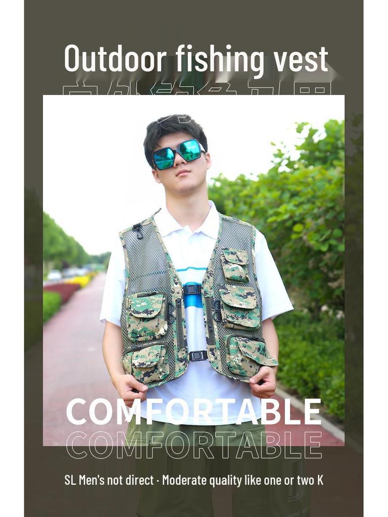 Men's Breathable Multi-Pocket Outdoor Vest for Fishing, Photography, and Workwear