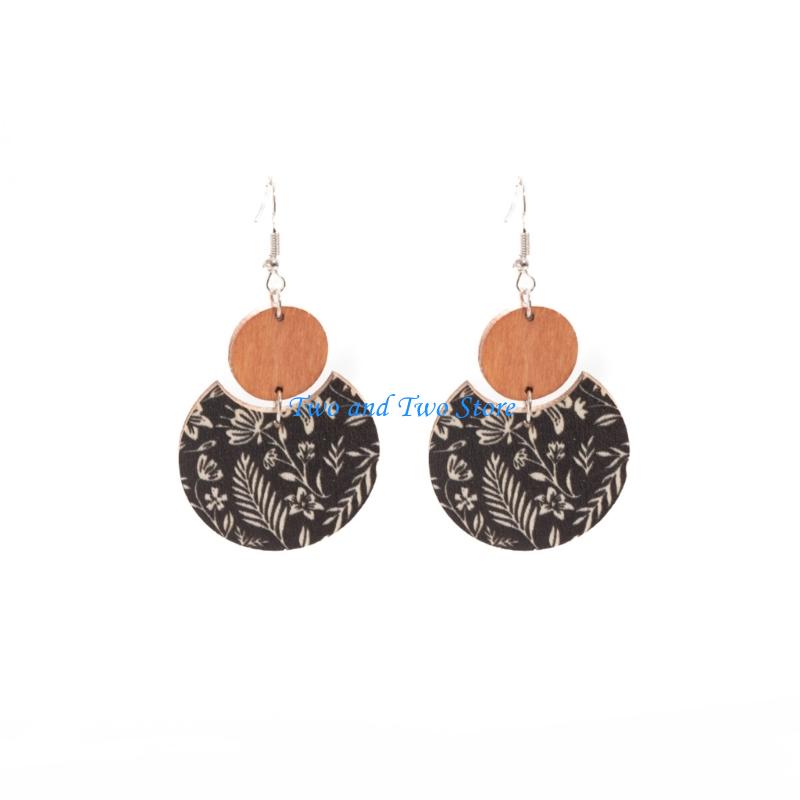 HX6F Patchwork Earrings Vintage Geometric Pattern Handmade Comfortable