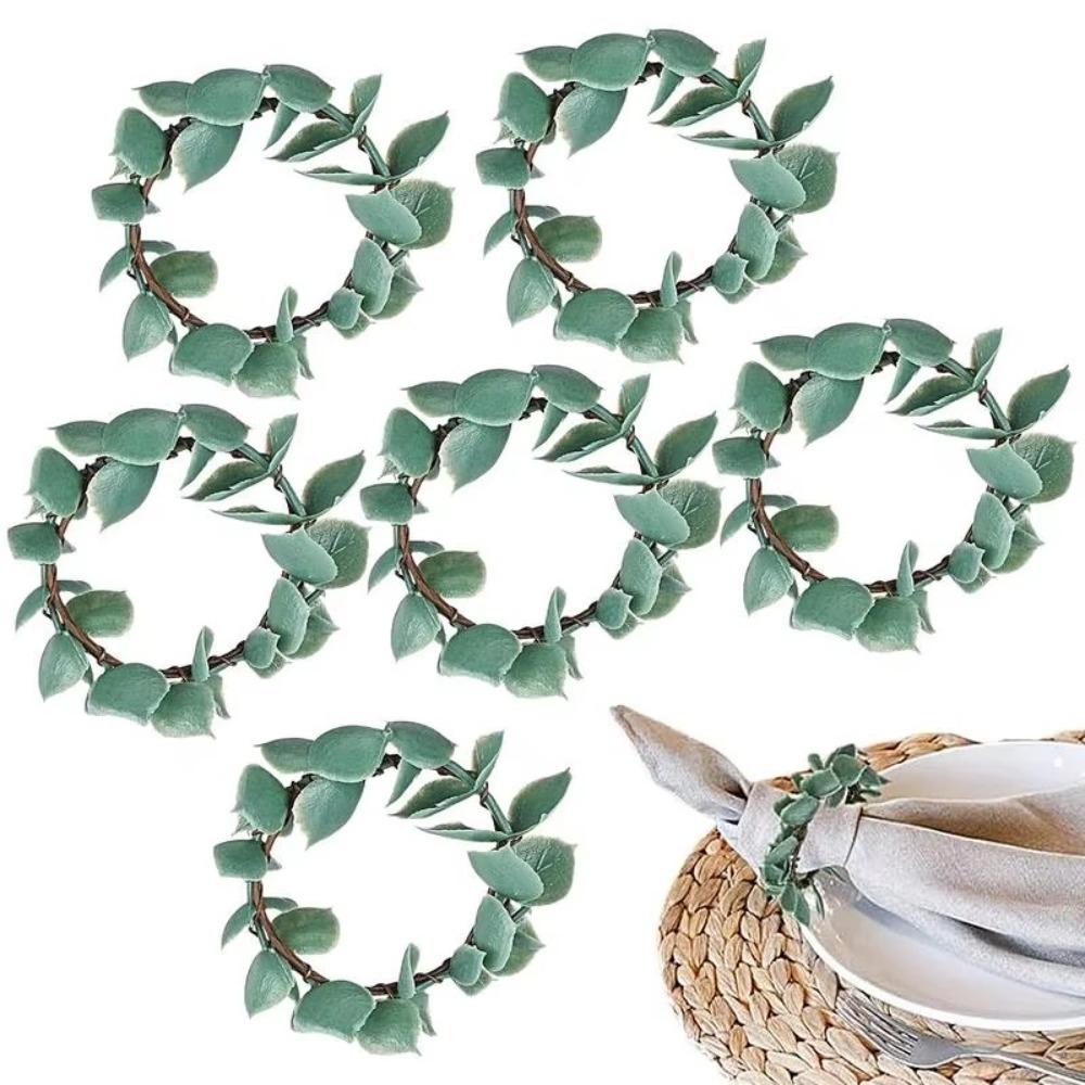 

3pcs Metal Green Leaves Napkin Holder Rustic Napkin Buckles Dinner Table 3pcs