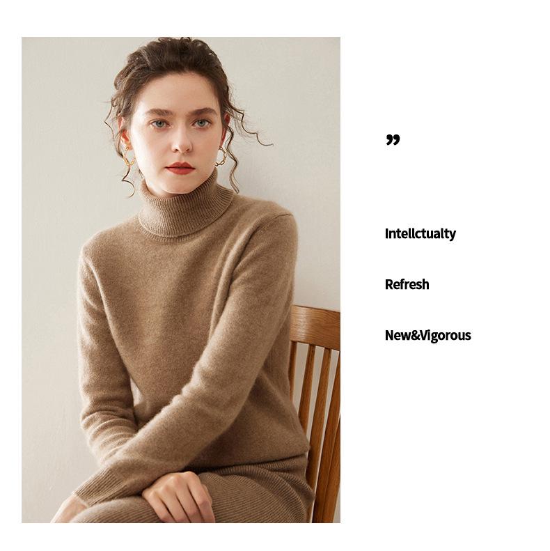 Cashmere Knit Women's High Neck Long Sleeve Sweater - Soft, Loose, Warm, and Skin-Friendly for Autumn and Winter