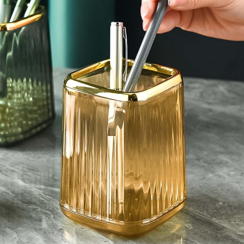 Makeup Brush Holder Organizer Make Up Brush Cup Pencil Holder Mini Striped Vase