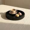 Round Decorative Tray for Coffee, Dining Table, Countertop, 3D Printed Scalloped Edge Serving Tray for Farmhouse, Kitchen, Home, Living Room