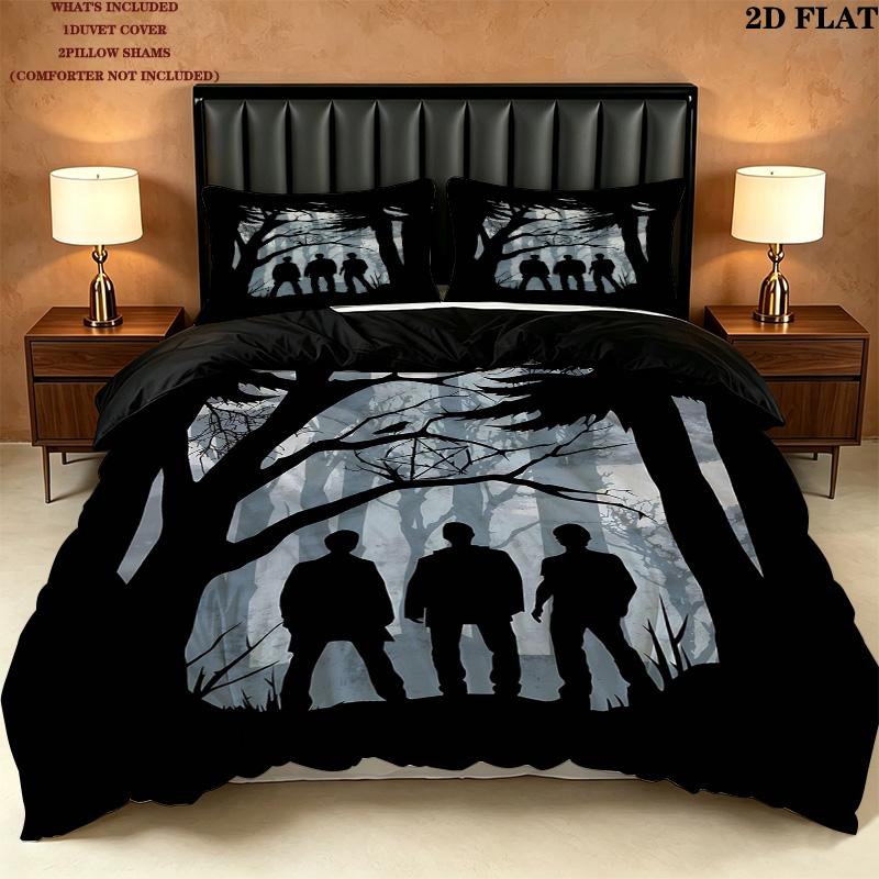 Supernatural Pattern Bedding Quilt Set Quilt Cover Pillowcase Home Birthday Gift(1 * Duvet Cover + 2 * Pillowcase, Without Core)