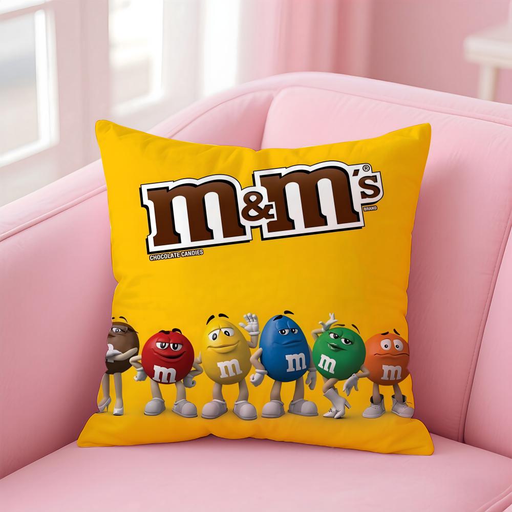 cartoon M-M&M's Cushion Cover Home & Car Multi-Scene Pillow Cover - Reversible, Soft & Durable for Daily Use