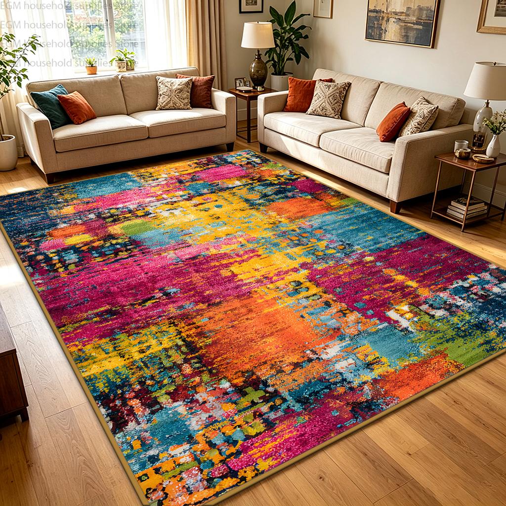Modern Colorful Abstract Geometric Carpet for Living Room Large Rug Non-slip Soft Floor Mat Bedroom Decoration Home Izable