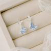 Exquisite Blue Butterfly Drop Earrings for Women Light Luxury Shiny Zircon Butterfly Earrings Girl Party Jewelry Accessories