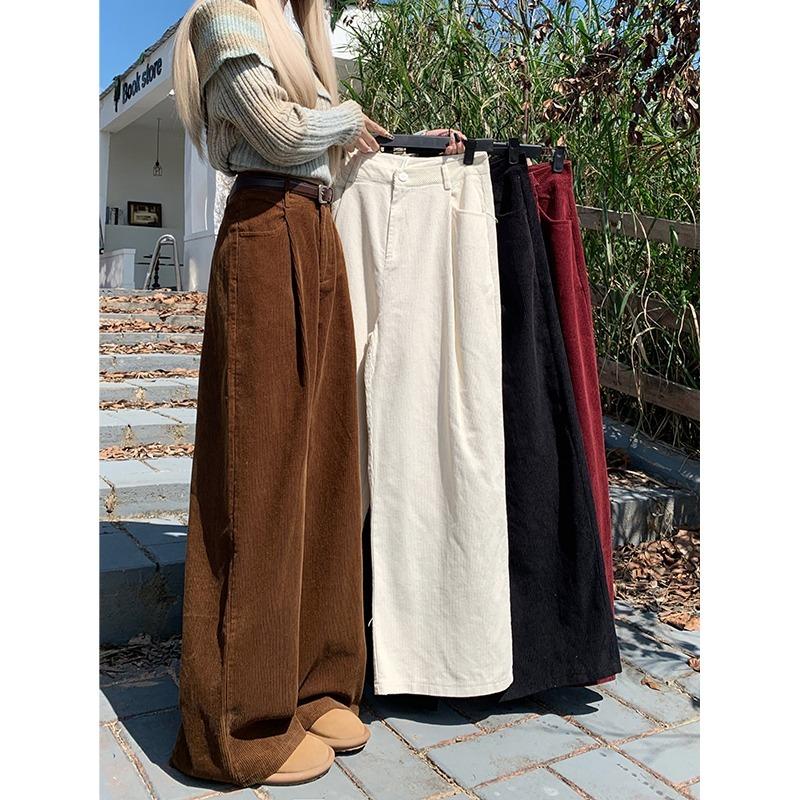 Pantaloni a zampa larga in velluto a coste da donna Autunno Inverno Nuova Moda Eleganti Taglie Forti Larghi Casual Semplici Lunghi Pantaloni Dritti Abbigliamento