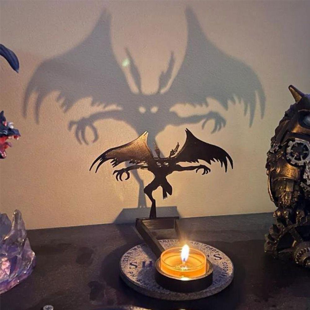 

Black Projection Candlestick Metal Candle Stand Halloween Decorations