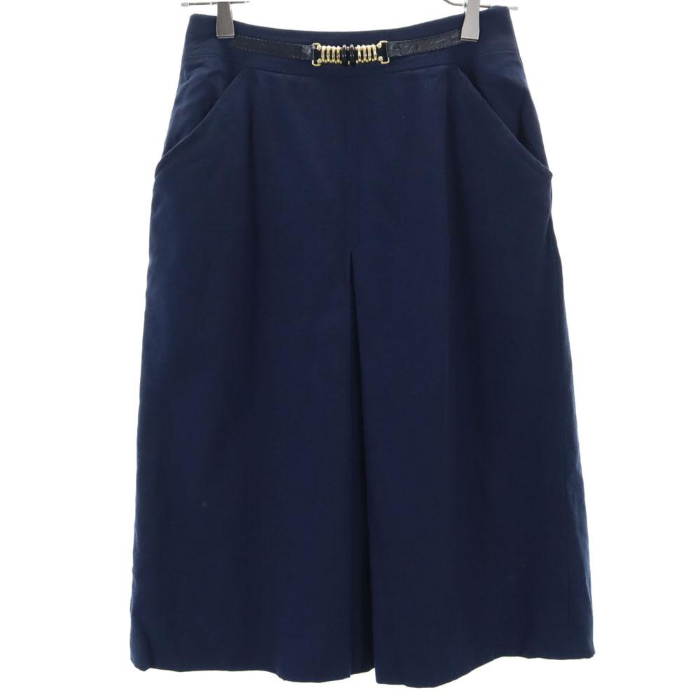 CELINE Midi length flare skirt 38 Navy PARIS Women Used