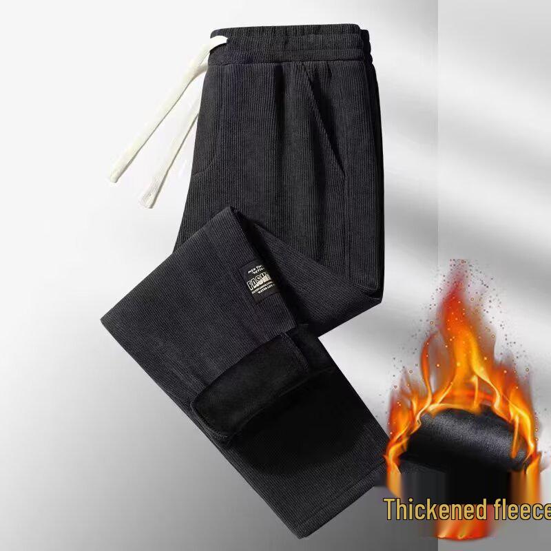 

Boys Fleece-Lined Corduroy Sweatpants - Casual, Loose Fit, Autumn/Winter Sports Pants for Kids 120cm