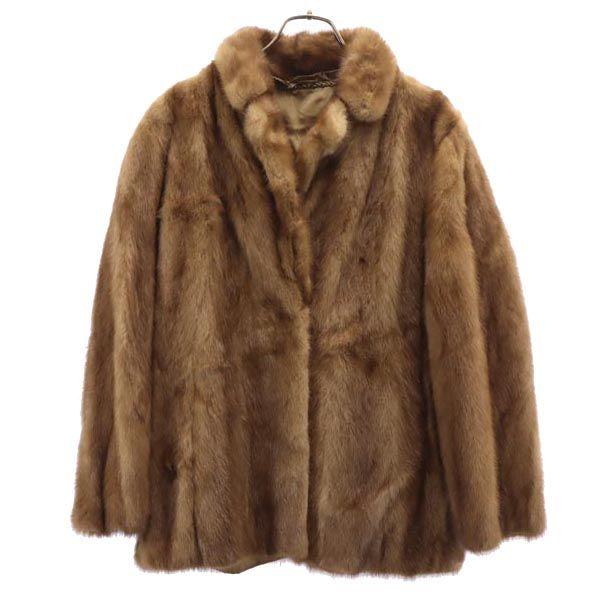 

SAGA MINK Long sleeve Mink fur Fur coat 15 Brown Leather half coat Women Used