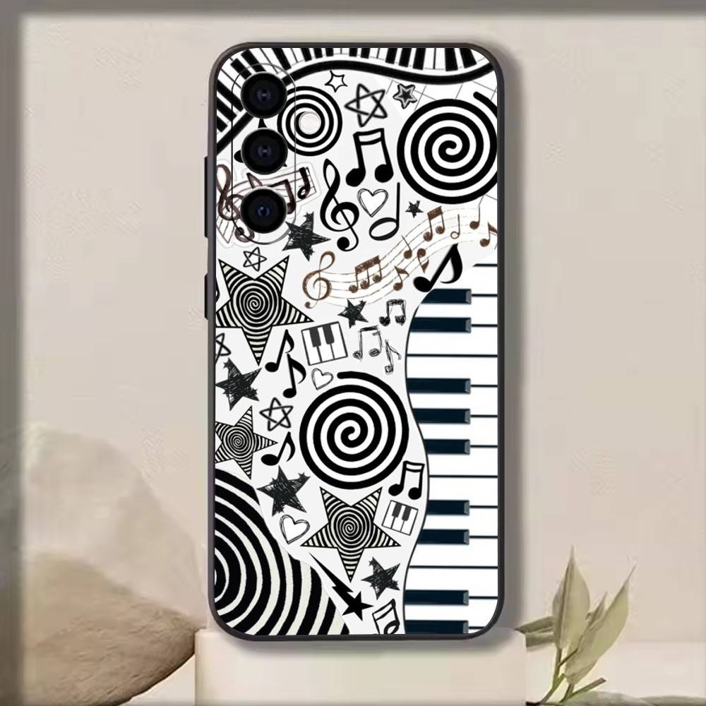 Ins Nischen Design Süßes Klavier Telefonhülle Schwarzes Silikon Weich Für Samsung Galaxy A73,A72,A71,A70,A53,A52,A51