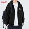 Baleno Men's Falling Feather Print Hooded Zipper Sweatshirt