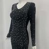 Cross-Border Bandage Dress: Sexy Deep V Beaded Rhinestone Evening Gown for Women