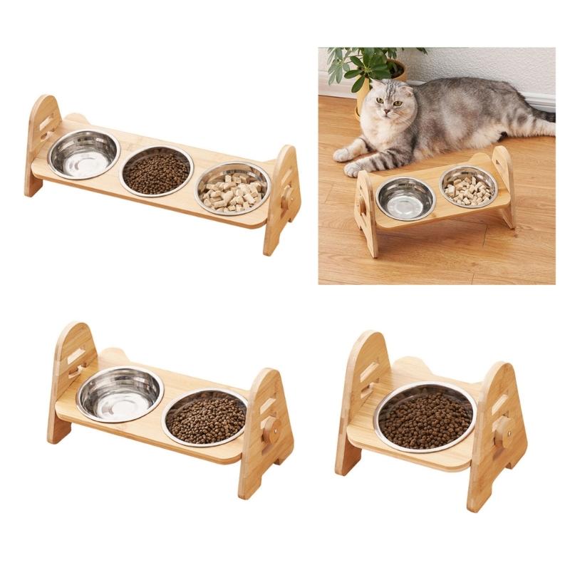Adjustable Tilted Pet Food Bowl Cat Bowl for Food & Water Feeding Bowl Elevated Cats Bowl Anti-Slip Cat Feeder Dishware