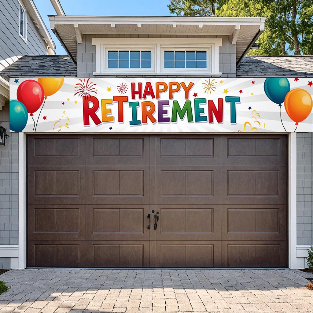 Happy Retirement Banner Decorative Party Balloons Celebration Banner for Retirement Party Event Celebration Indoor Use