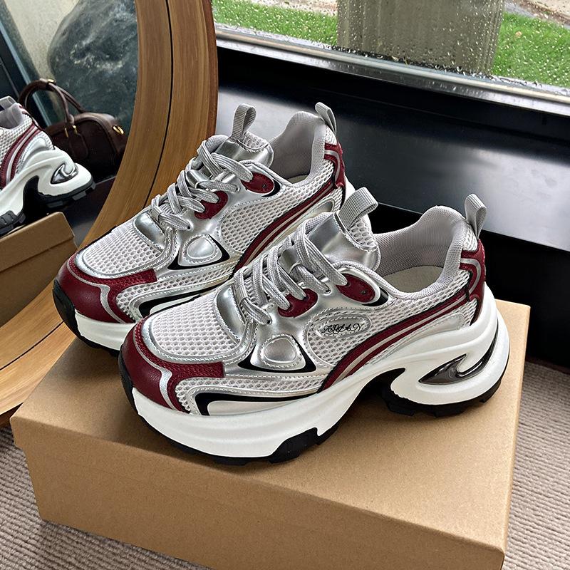 Thick-soled heightening silver dad shoes women's 2025 new spring and autumn small casual sports women's shoes