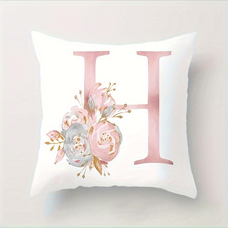 Abc Letter Floral Alphabet Decorative Pillow Cover Indoor Outdoor Party Farmhouse Home Decor Peach Skin Monogram Aesthetic Art