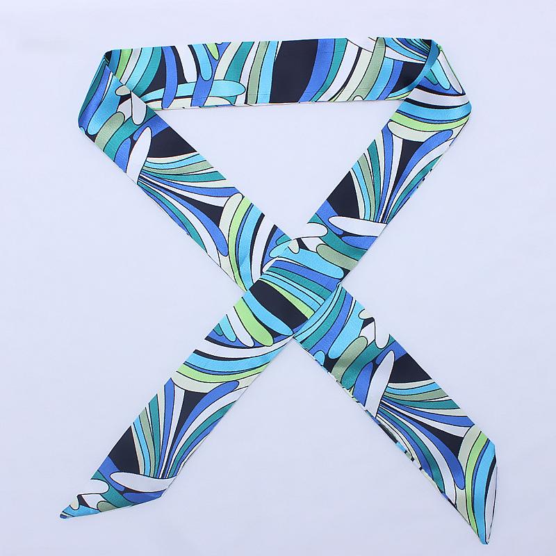 New Fashion Retro Pinrt Bag Luxury Designer Womens Silk Scarf Headwear Long Skinny Tie Scarves Ribbon Accessories Summer