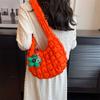Ruched Solid Shoulder Bag Plaid Quilted Satchel Bags Fashion Crossbody Bag  Women