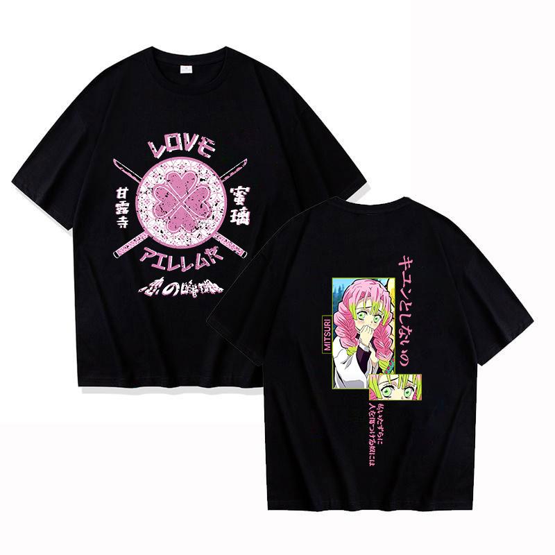 Hot Anime Kanroji Mitsuri Printing T-shirt Women Fashion Short Sleeve Street Casual Personality Y2k Summer T-shirt