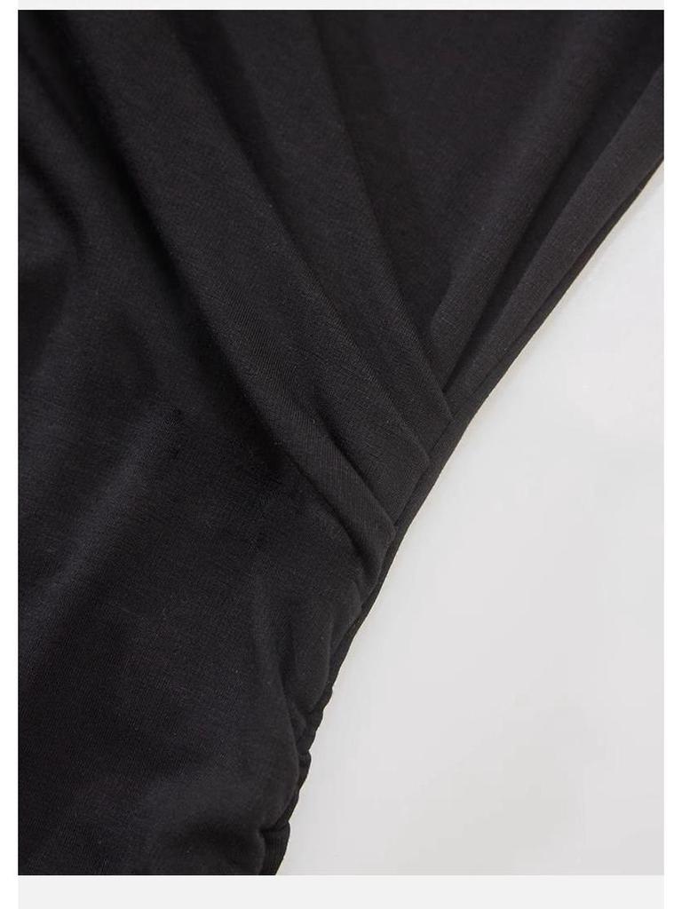 Damen Slim Fit Schwarzes Kleid mit Samt, Perfekt für Frühling und Sommer