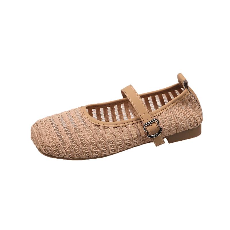 

Fashion Spring and Summer New Hollow Mesh Mary Jane Shoes Women s Flat Round Toe Breathable One Strap Soft Sole Shallow Single Shoes 35